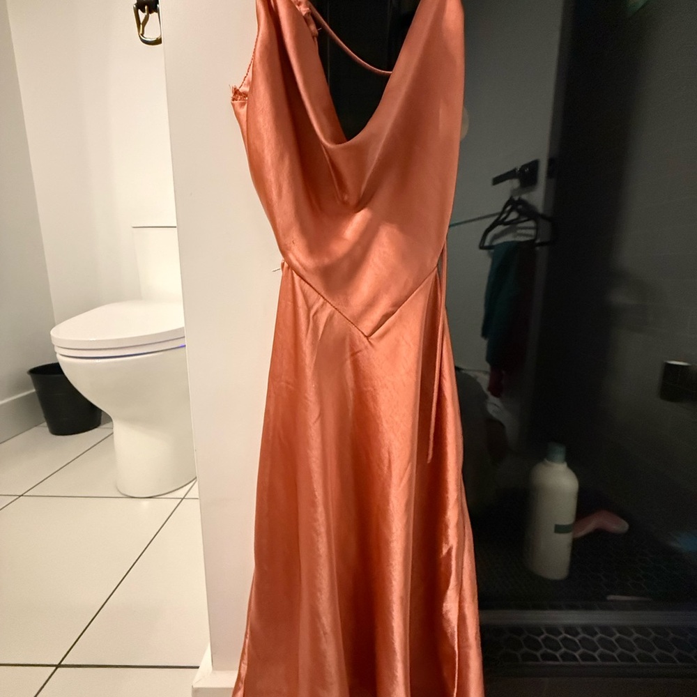White Fox Boutique Satin Slip Dress in Rust Orange